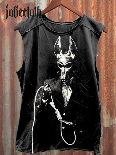 Unisex Doberman Pinscher Mask Man Art Illustration Printed Casual Cotton Tank Top