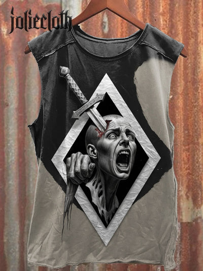 Unisex Horror Zombie Illustration Printed Casual Cotton Tank Top