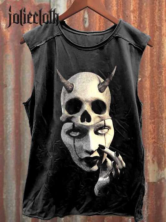 Unisex Horror Zombie Illustration Printed Casual Cotton Tank Top