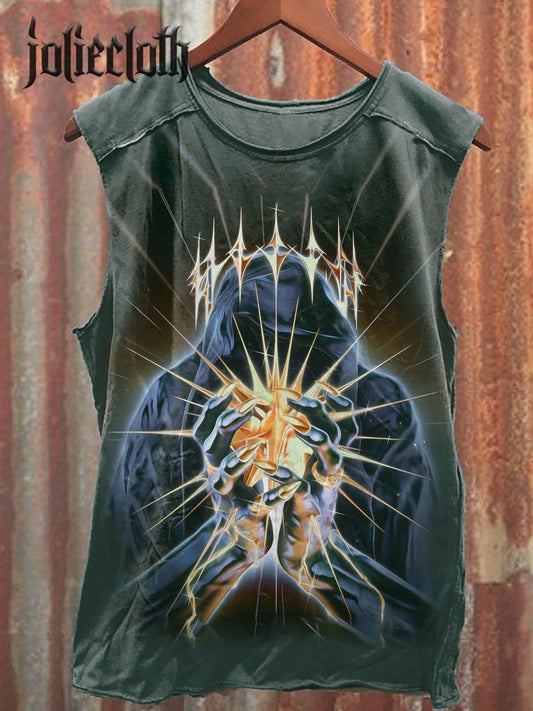 Unisex Retro Art Illustration Printed Casual Cotton Tank Top