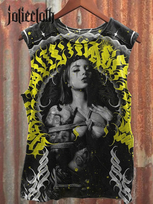 Unisex Art Illustration Printed Casual Cotton Tank Top
