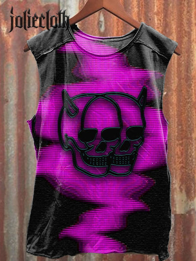 Unisex Fantasy Skull Art Illustration Printed Casual Tank Top