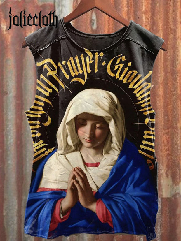 Unisex Virgin Mary Art Print Casual Tank Top