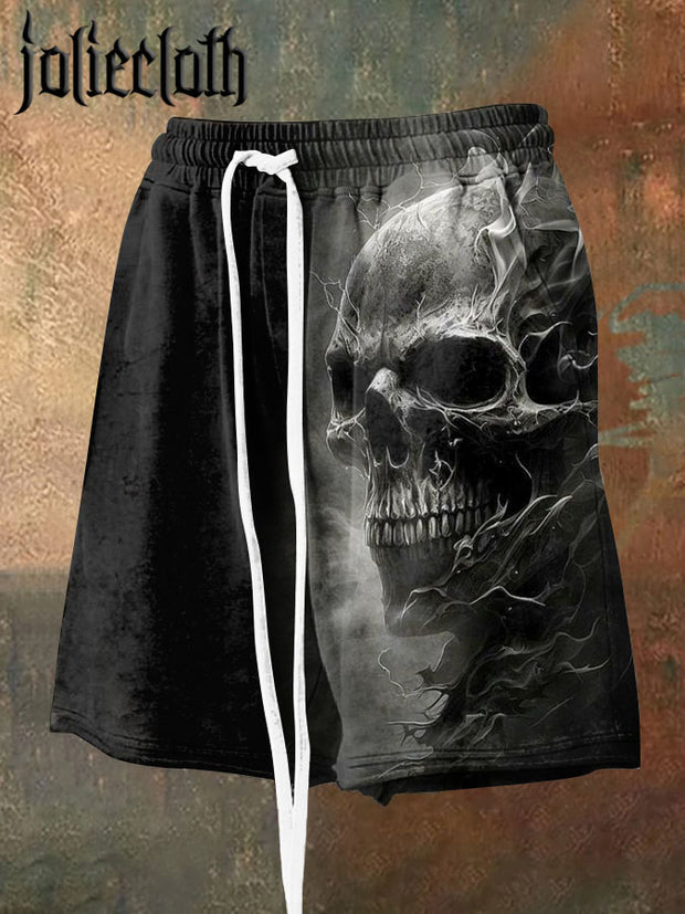 Men's Skull Printed Casual Sports Shorts