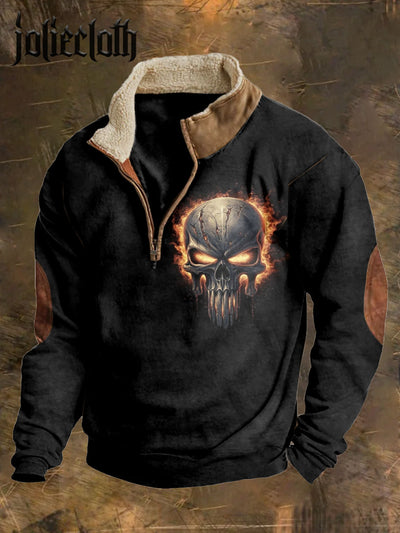 Men's Skull Printed Casual Thickened Sweatshirt