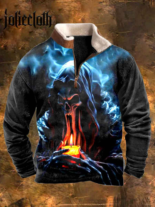 Men's Skull Printed Casual Thickened Sweatshirt