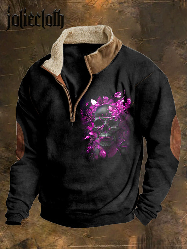 Men's Skull Printed Casual Thickened Sweatshirt