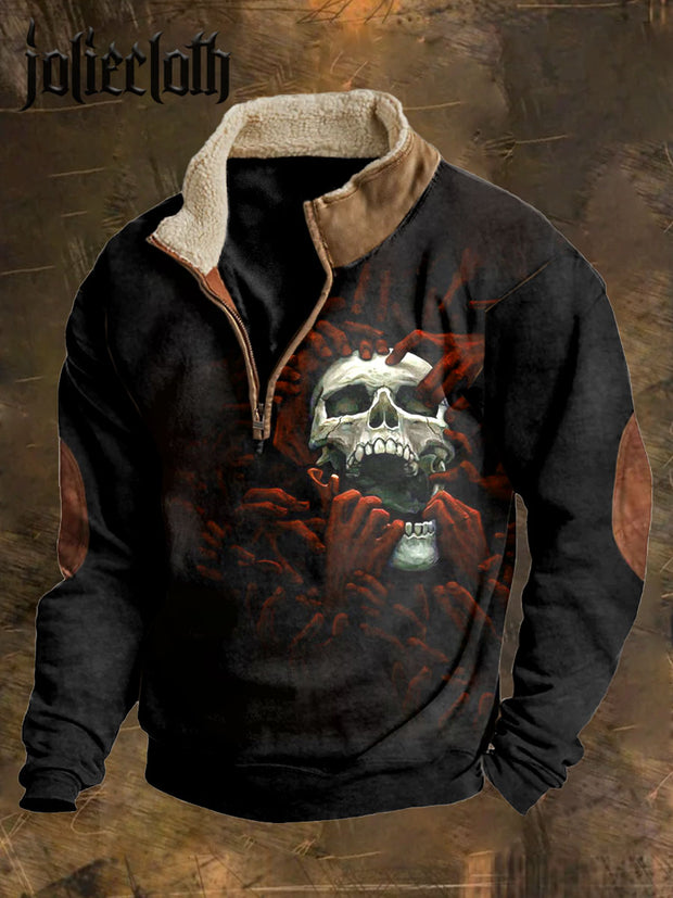 Men's Skull Printed Casual Thickened Sweatshirt