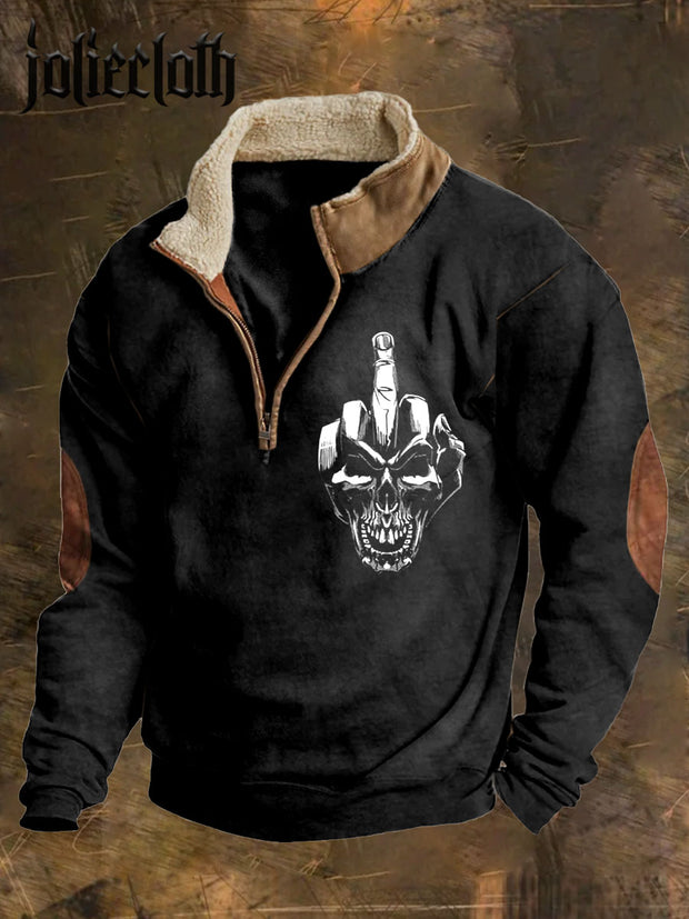 Men's Skull Printed Casual Thickened Sweatshirt