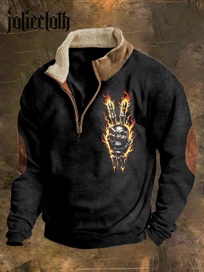 Men's Skull Printed Casual Thickened Sweatshirt