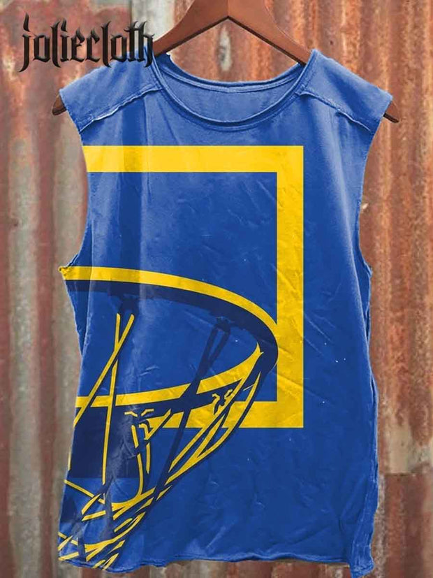 Unisex Sports Basketball Court Art Illustration Casual Cotton Tank Top