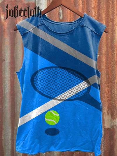 Unisex Sports Tennis Court Art Illustration Casual Cotton Tank Top