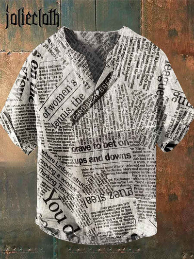 Unisex Retro Poster Illustration Print Casual Short Sleeve Shirt