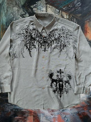 Men's Retro Punk Skull Printed Casual Long Sleeve Shirt