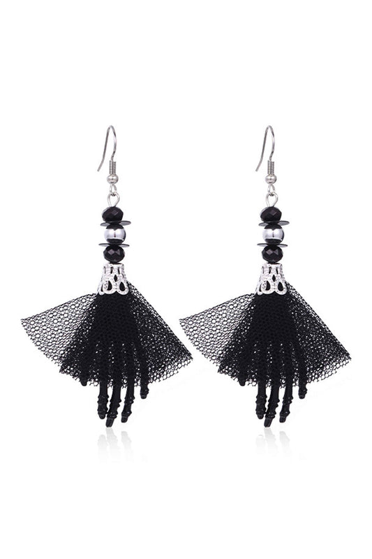 Halloween Black Gauze Skull Earrings
