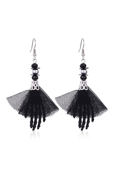 Halloween Black Gauze Skull Earrings