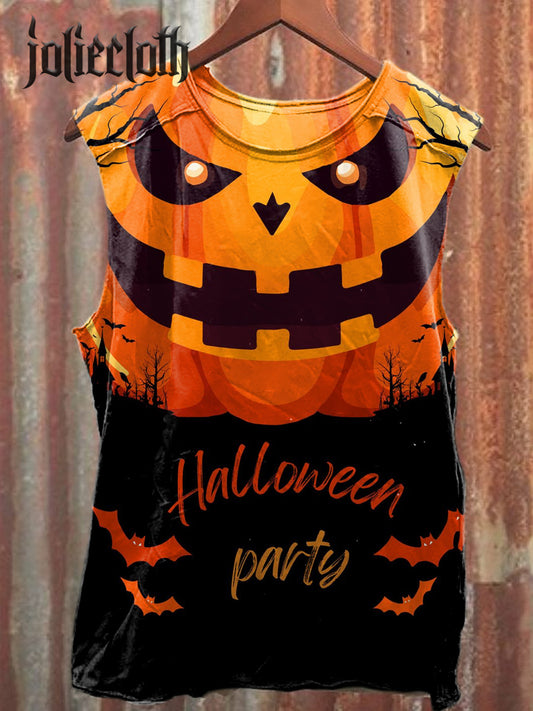 Unisex Halloween Poster Illustration Printed Casual Cotton Tank Top