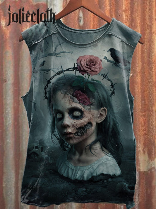 Unisex Horror Halloween Art Illustration Casual Cotton Tank Top