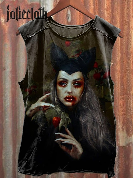 Unisex Sexy Little Devil Illustration Printed Casual Cotton Tank Top