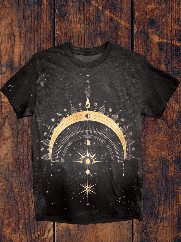 Unisex Sacred Cosmic Geometry Illustration Casual Cotton Short Sleeve T-Shirt