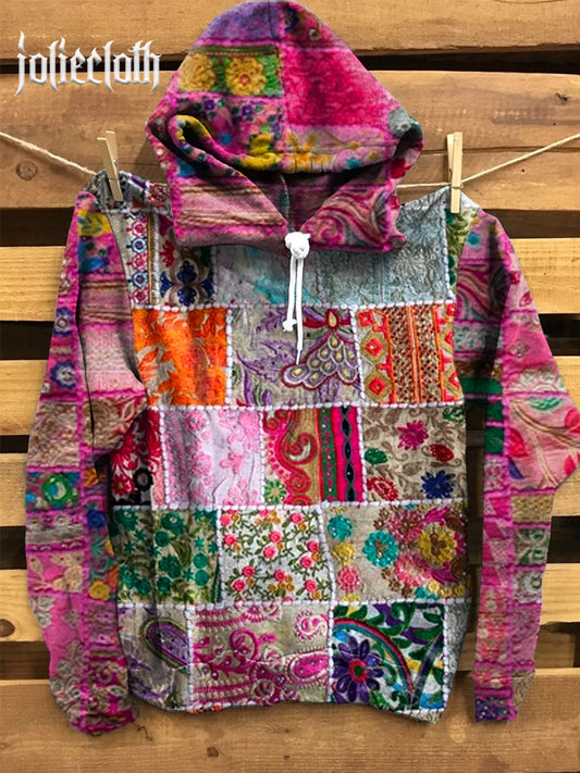Unisex Boho Art Illustration Pattern Casual Hooded Sweatshirt