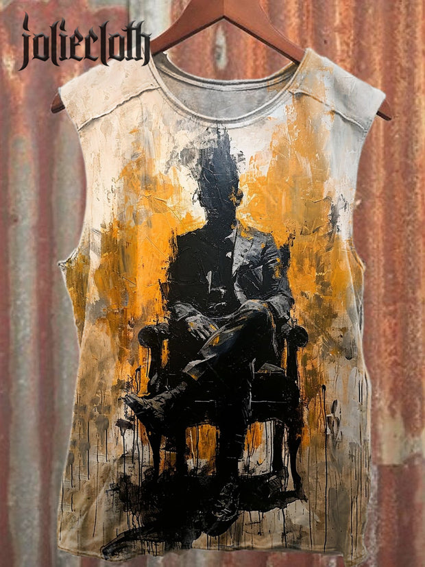 Unisex Faceless Graffiti Illustration Casual Cotton Tank Top