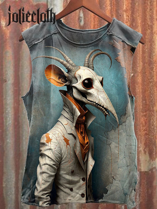 Unisex Mask Monster Illustration Casual Cotton Tank Top