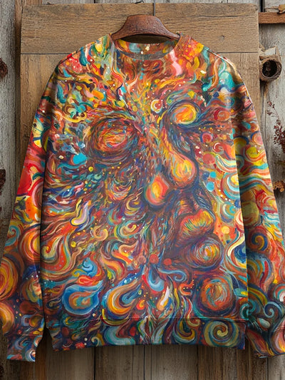 Unisex Fantasy Abstract Art Illustration Printed Casual Sweatshirt