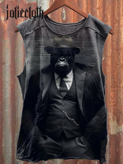 Unisex Fierce Monkey Illustration Casual Cotton Tank Top