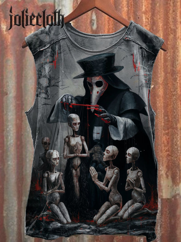 Unisex Witch Doctor Mummy Illustration Casual Cotton Tank Top