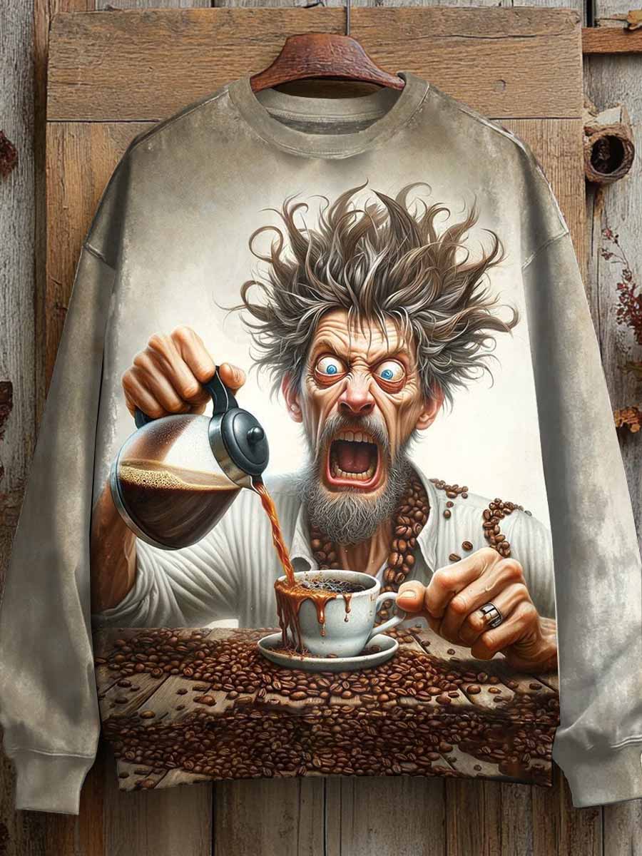 Unisex Funny Old Man Art Illustration Casual Long Sleeve Sweatshirt