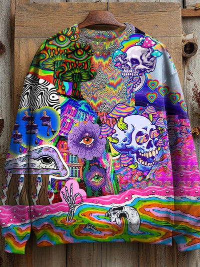 Unisex Mysterious Psychedelic Eyes Art Illustration Casual Long Sleeve Sweatshirt