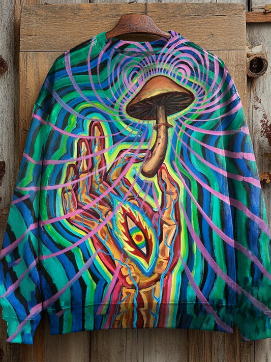 Unisex Mysterious Psychedelic Eyes Art Illustration Casual Long Sleeve Sweatshirt