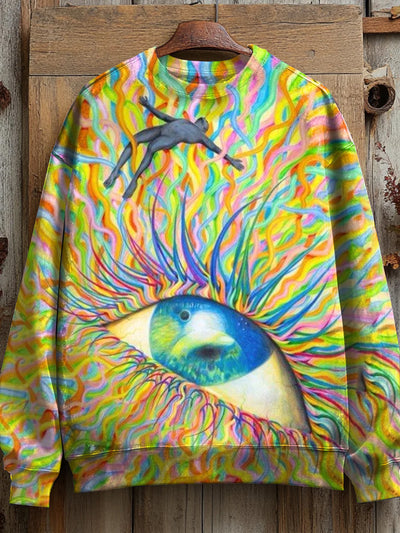 Unisex Mysterious Psychedelic Eyes Art Illustration Casual Long Sleeve Sweatshirt