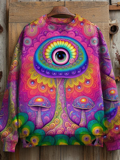 Unisex Mysterious Psychedelic Eyes Art Illustration Casual Long Sleeve Sweatshirt