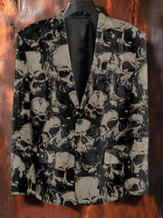 Men's Vintage Skull Print Casual Suit