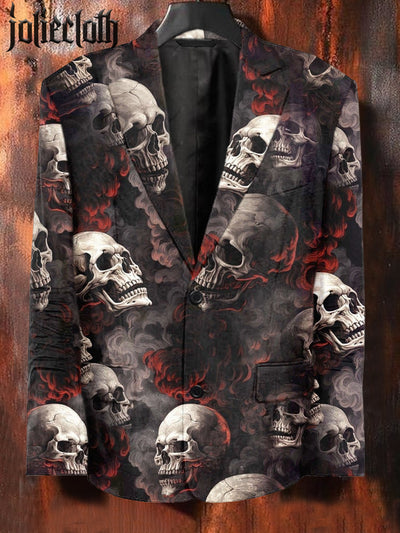 Men's Skull Art Print Casual Suit Jacket