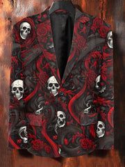 Men's Vintage Floral Skull Print Casual Suit