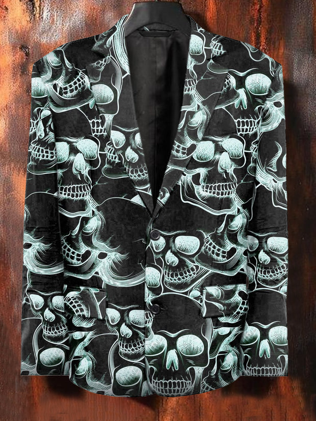 Men's Vintage Skull Print Casual Suit