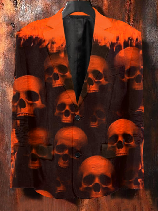 Men's Skull Art Graffiti Illustration Printed Casual Suit Jacket