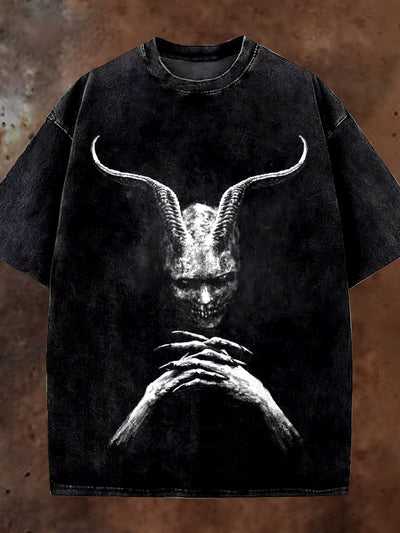 Unisex Undead Demon Art Printed Casual Cotton Short Sleeve T-Shirt