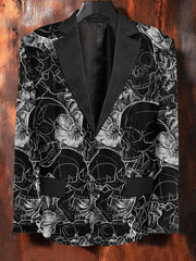 Men's Retro Skull Print Casual Suit