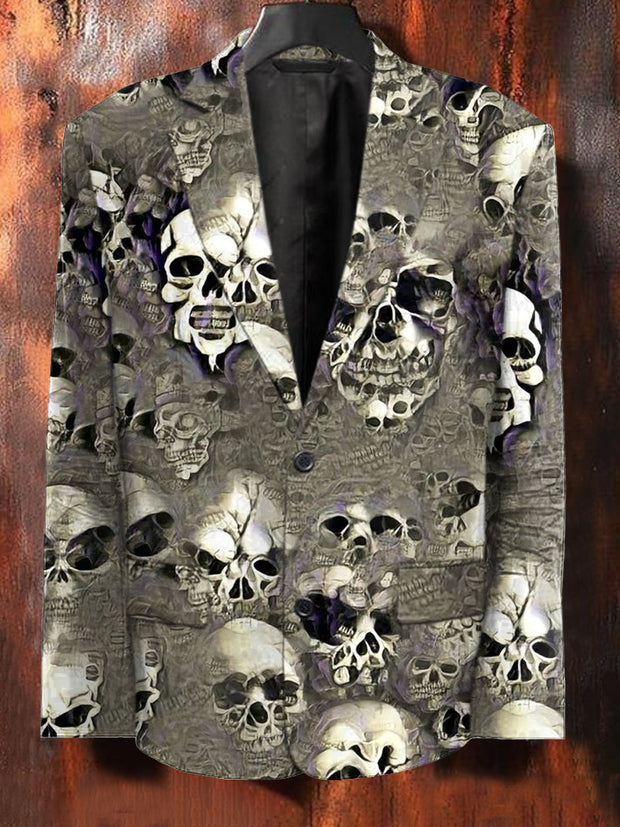 Men's Retro Skull Print Casual Suit