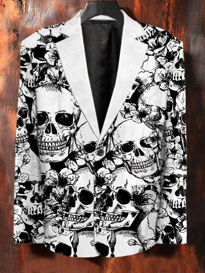 Men's Retro Skull Print Casual Suit