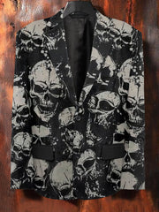 Men's Retro Skull Print Casual Suit