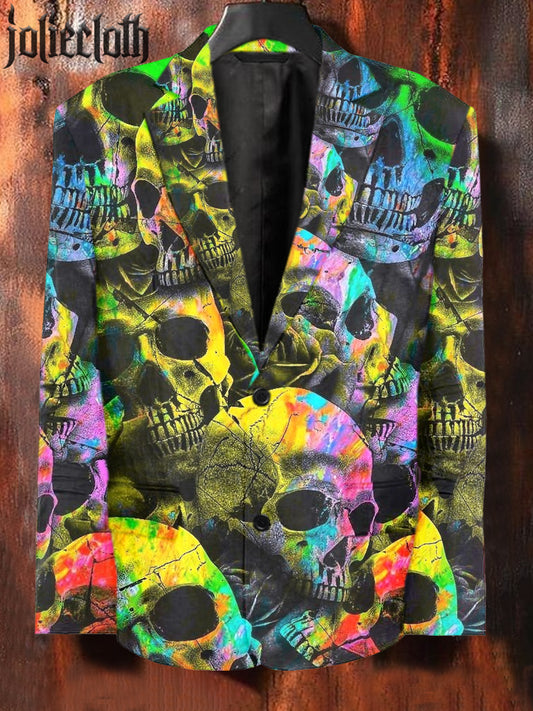 Men's Skull Radiation Print Casual Suit Jacket