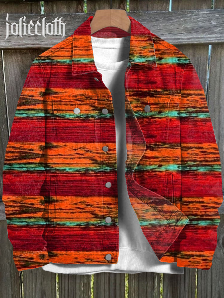 Men's Retro Western Style Art Illustration Casual Jacket