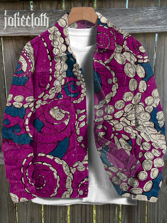 Men's Psychedelic Octopus Art Illustration Casual Jacket