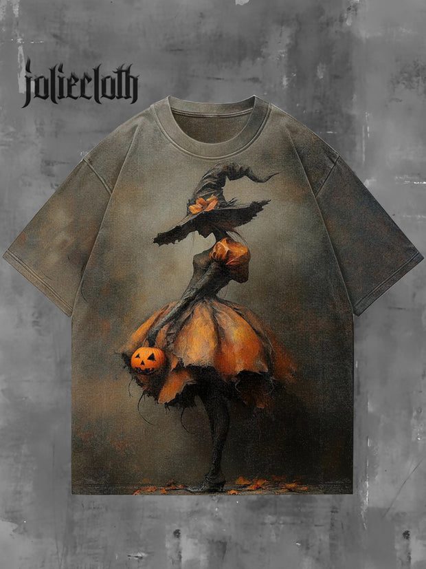 Unisex Sexy Witch Illustration Print Casual Cotton Short Sleeve T-Shirt