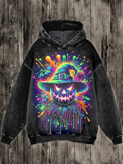 Unisex Halloween Pumpkin Art Illustration Graffiti Print Casual Long Sleeve Sweatshirt